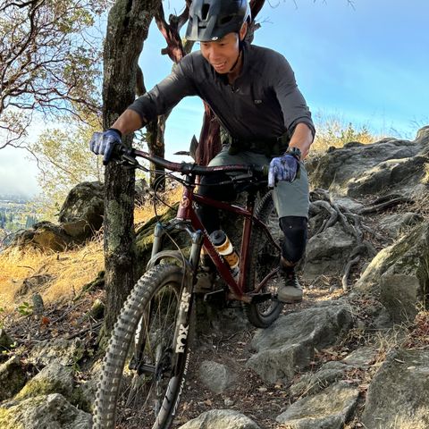 Amiel riding his hardtail in California
