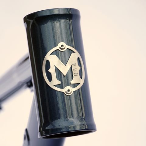 Manzanita head tube badge with stamped build number