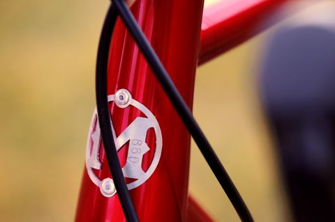 Manzanita head tube badge with stamped build number