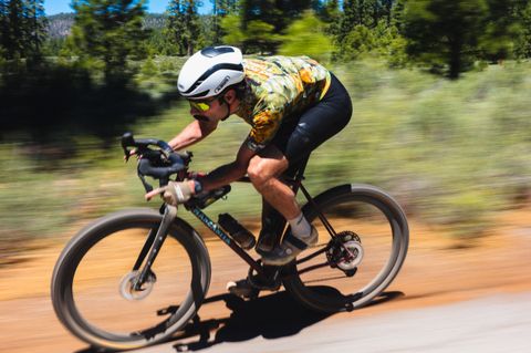 Miguel and his Whippet racing Lost and Found gravel race.